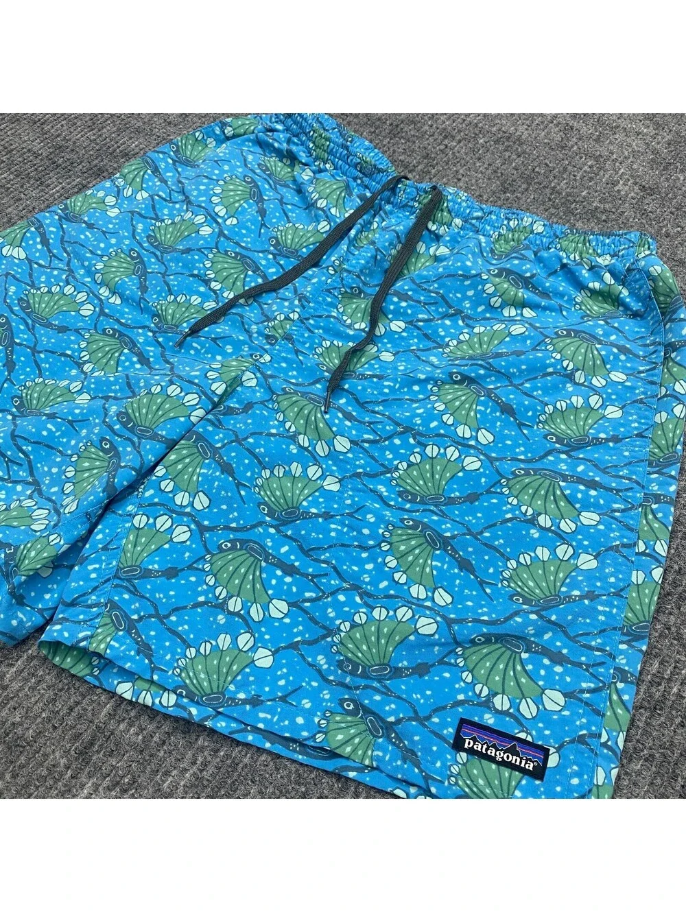 Patagonia Baggies Shorts Hexy Fish Radar Blue Men M Nylon Poly Lined Swim Trunks